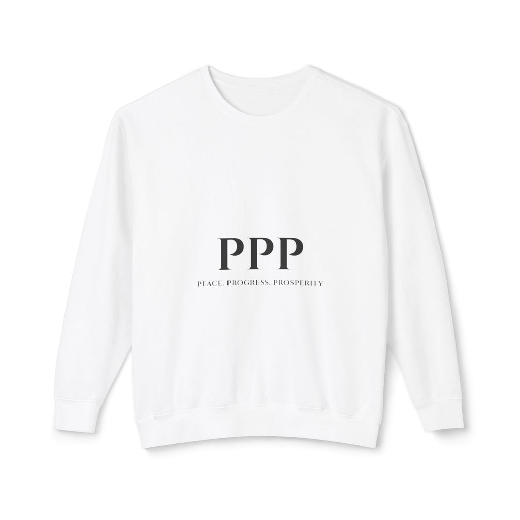 Let's Be Friends Earth Graphic Sweatshirt — 'PPP' Minimal Logo Crewneck