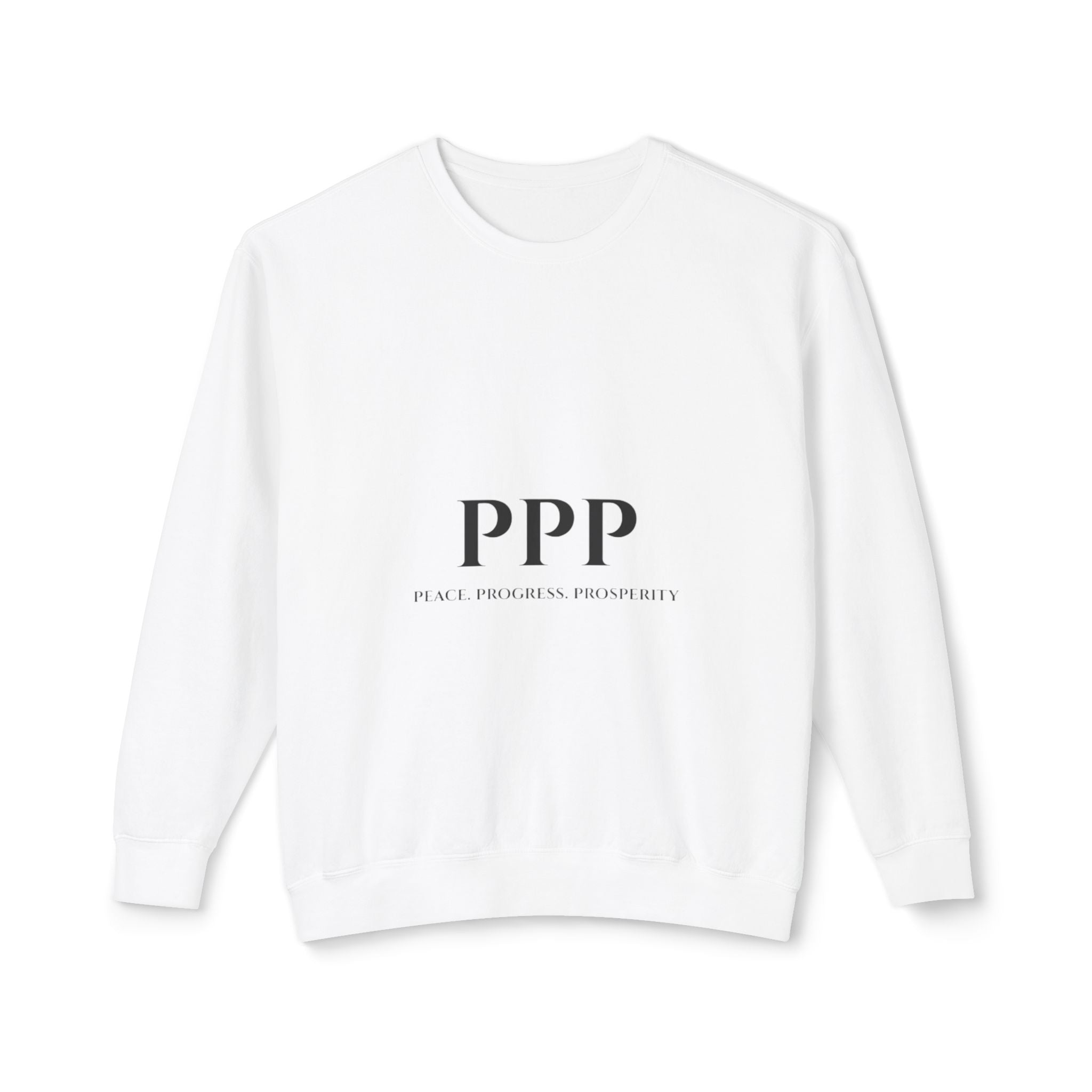 Let's Be Friends Earth Graphic Sweatshirt — 'PPP' Minimal Logo Crewneck