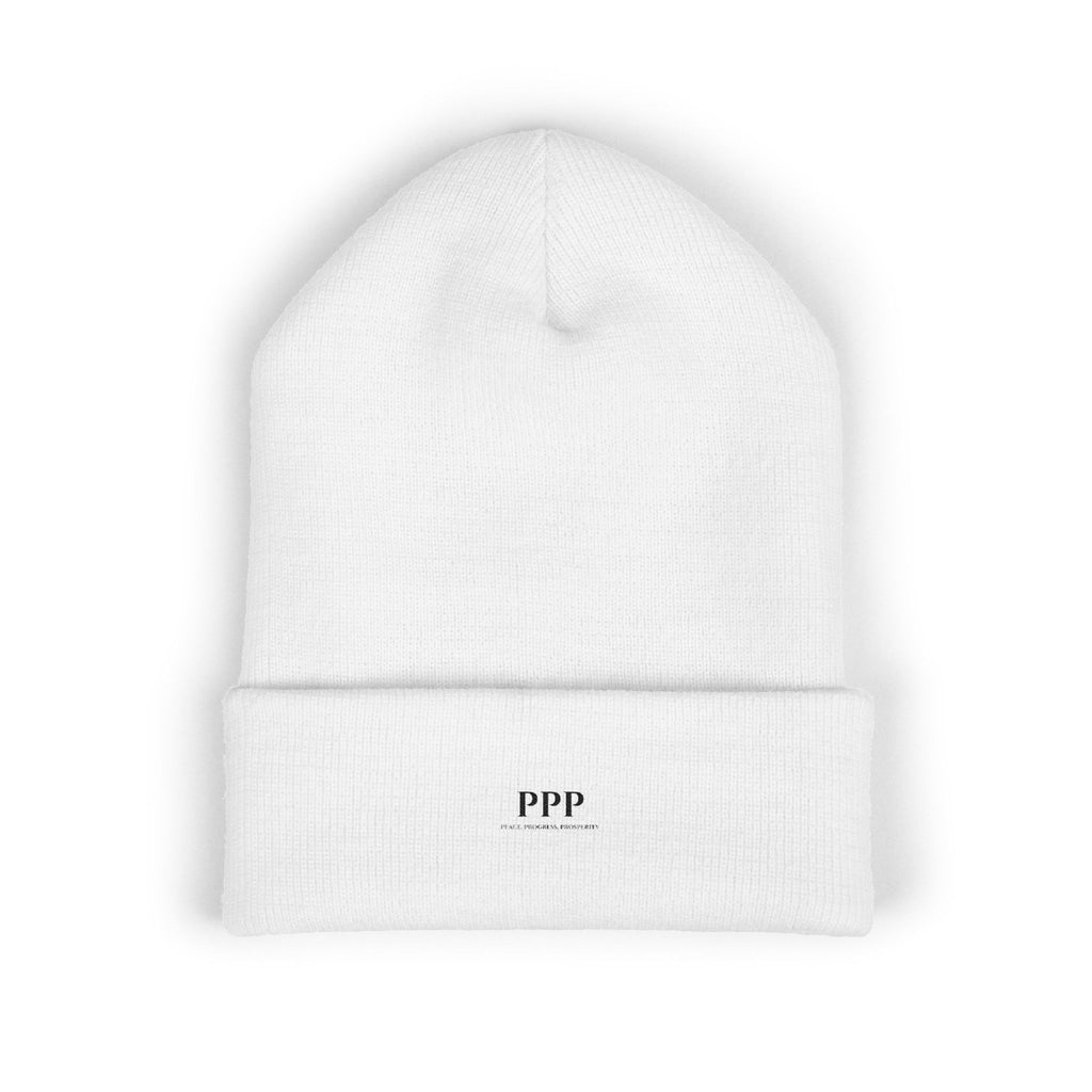 Minimalist Embroidered Cuffed Beanie — 'PPP' Monogram Winter Hat