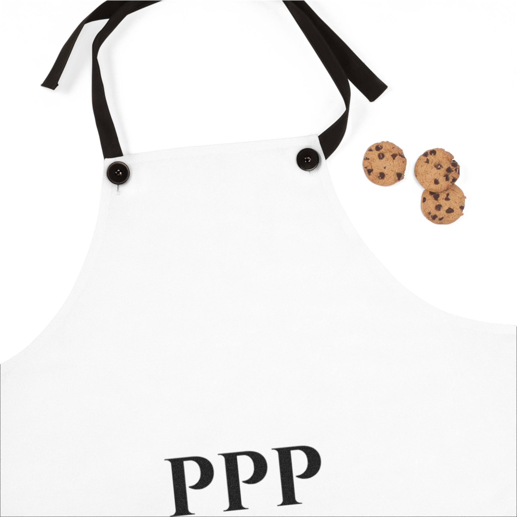PPP Apron — "Peace. Progress. Prosperity." Minimalist White Kitchen Apron