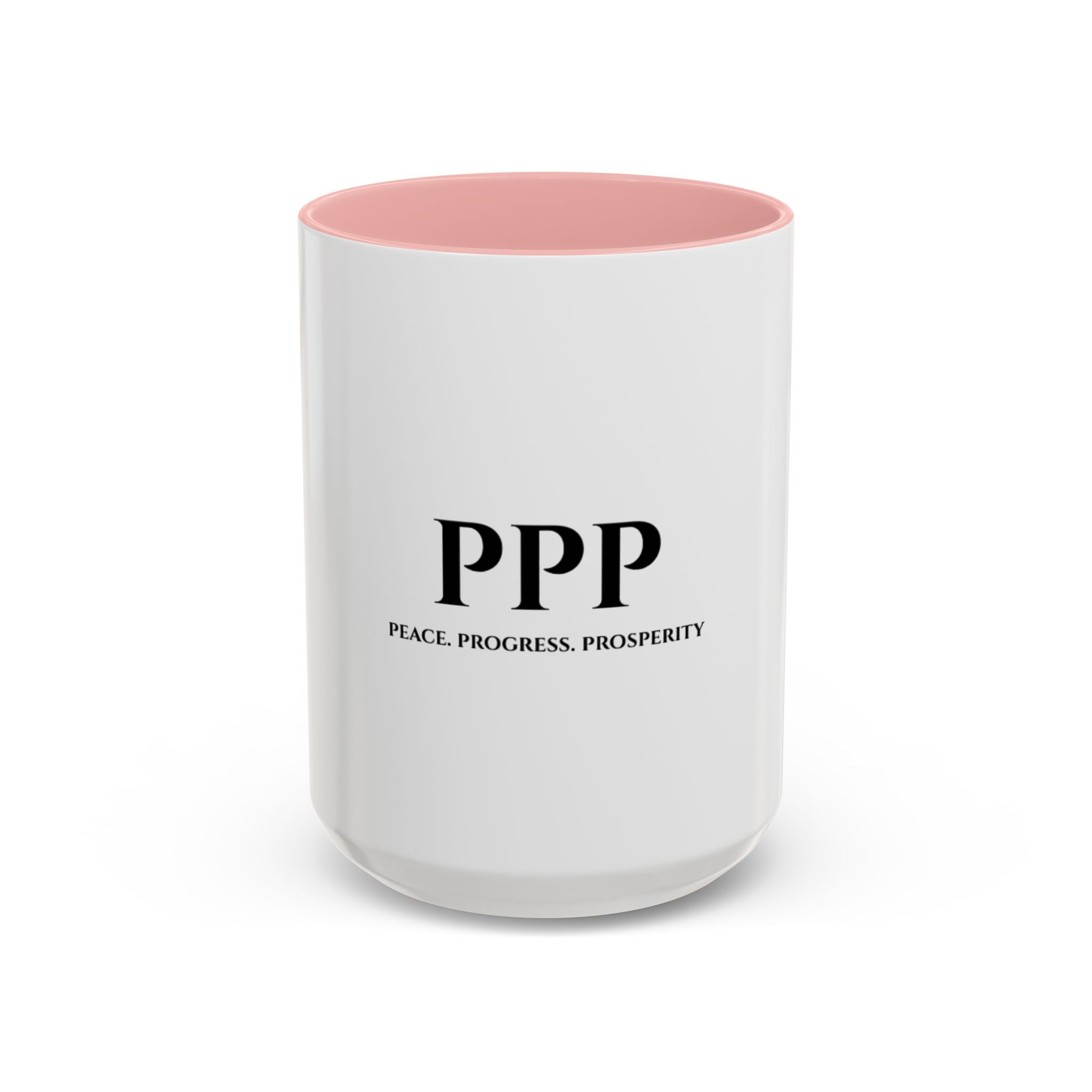 Accent Coffee Mug — "PPP: Peace. Progress. Prosperity." Ceramic 11/15oz