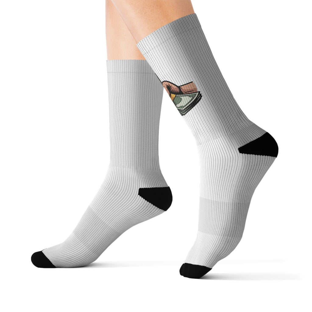 Money Grip Sublimation Socks — Novelty Cash Hand Graphic Crew Socks