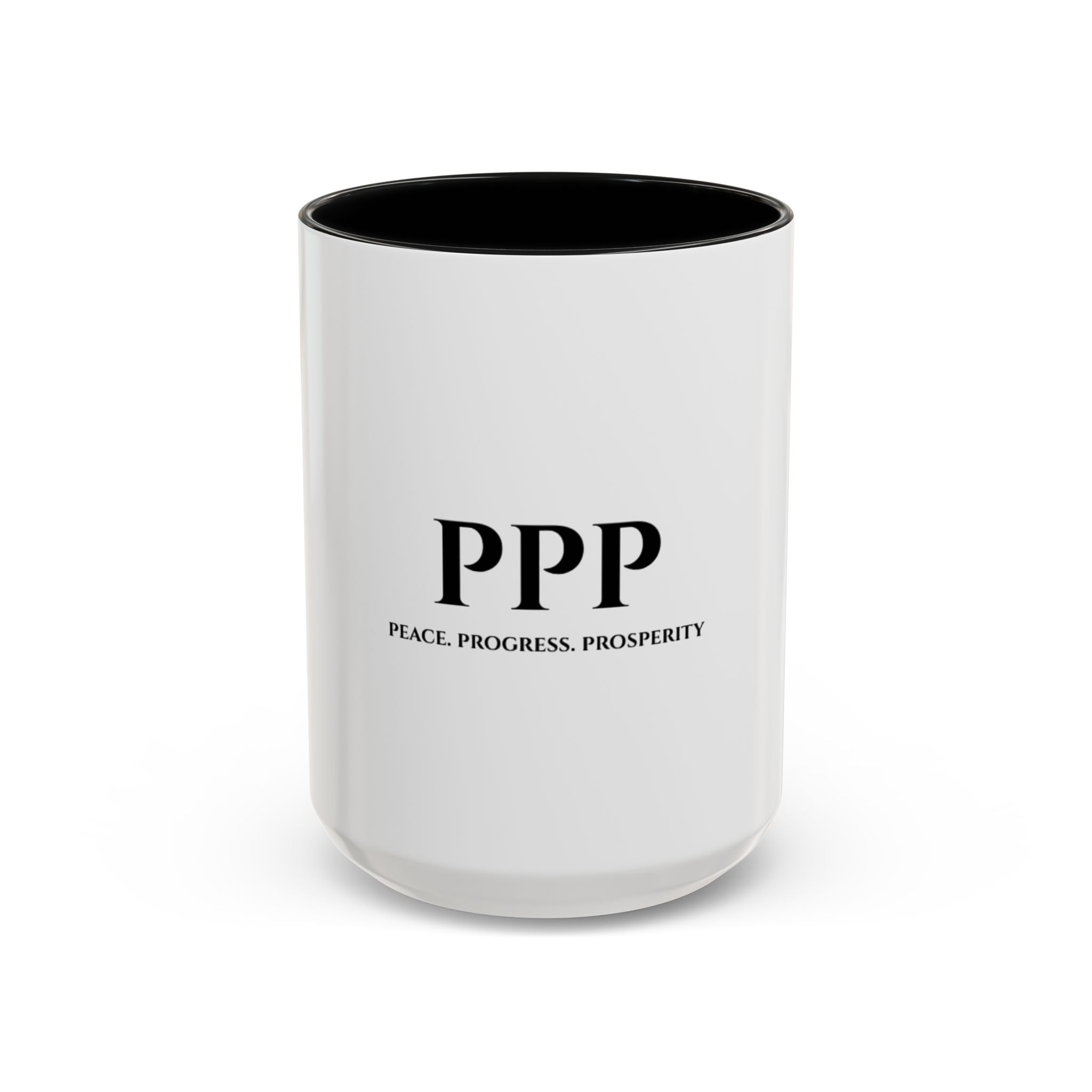 Accent Coffee Mug — "PPP: Peace. Progress. Prosperity." Ceramic 11/15oz