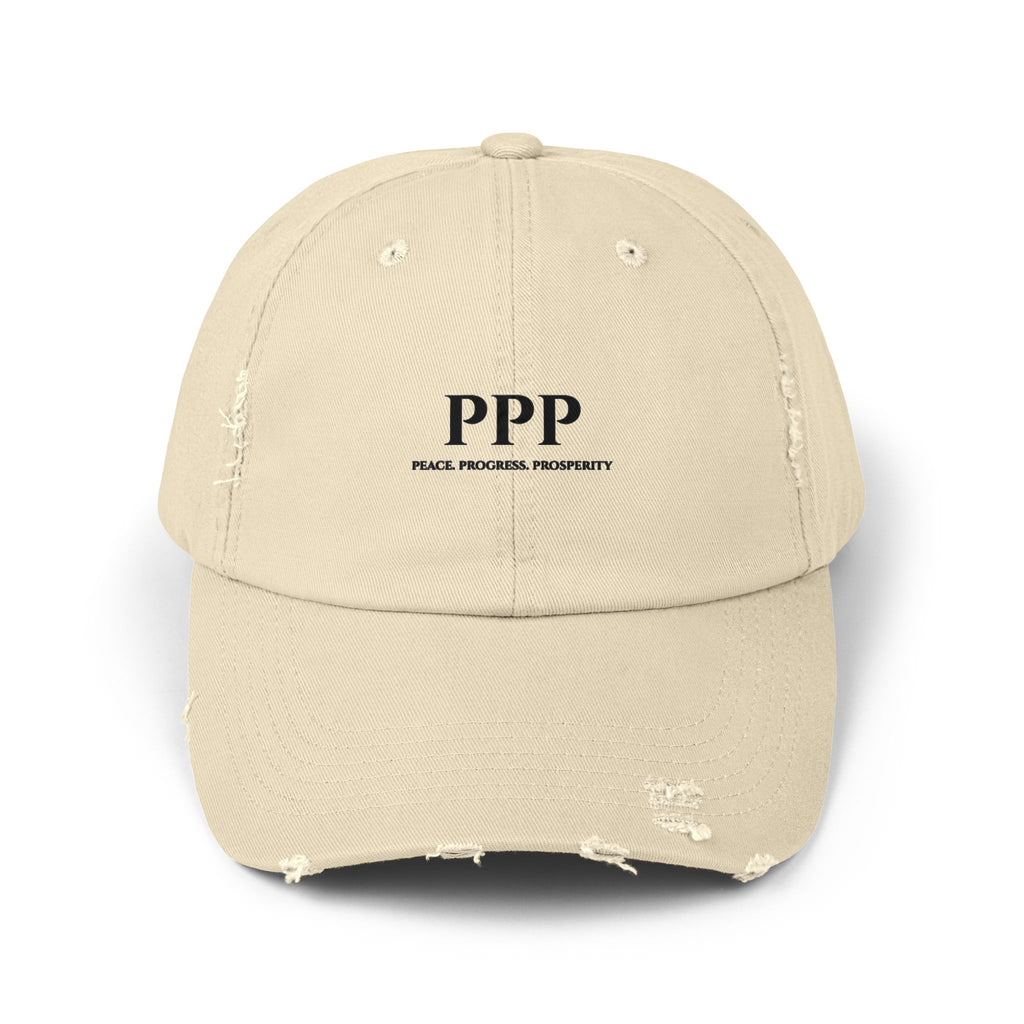 Distressed Baseball Cap — PPP (Peace, Progress, Prosperity) Embroidered Hat