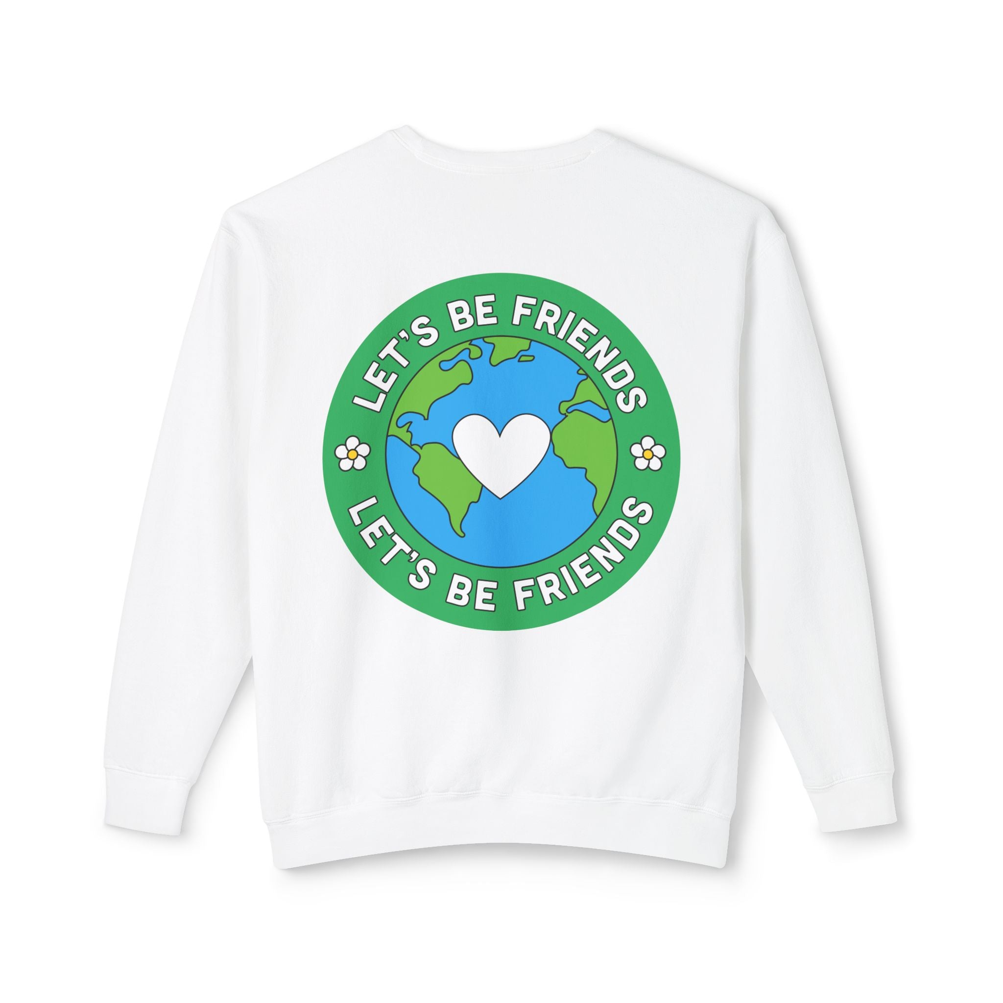 Let's Be Friends Earth Graphic Sweatshirt — 'PPP' Minimal Logo Crewneck