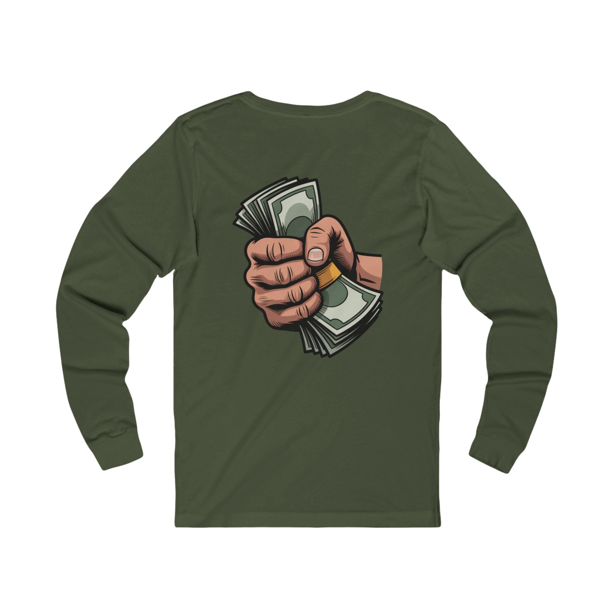 Long Sleeve Tee — 'PPP' Front & 'Stacks' Back Graphic Money Shirt