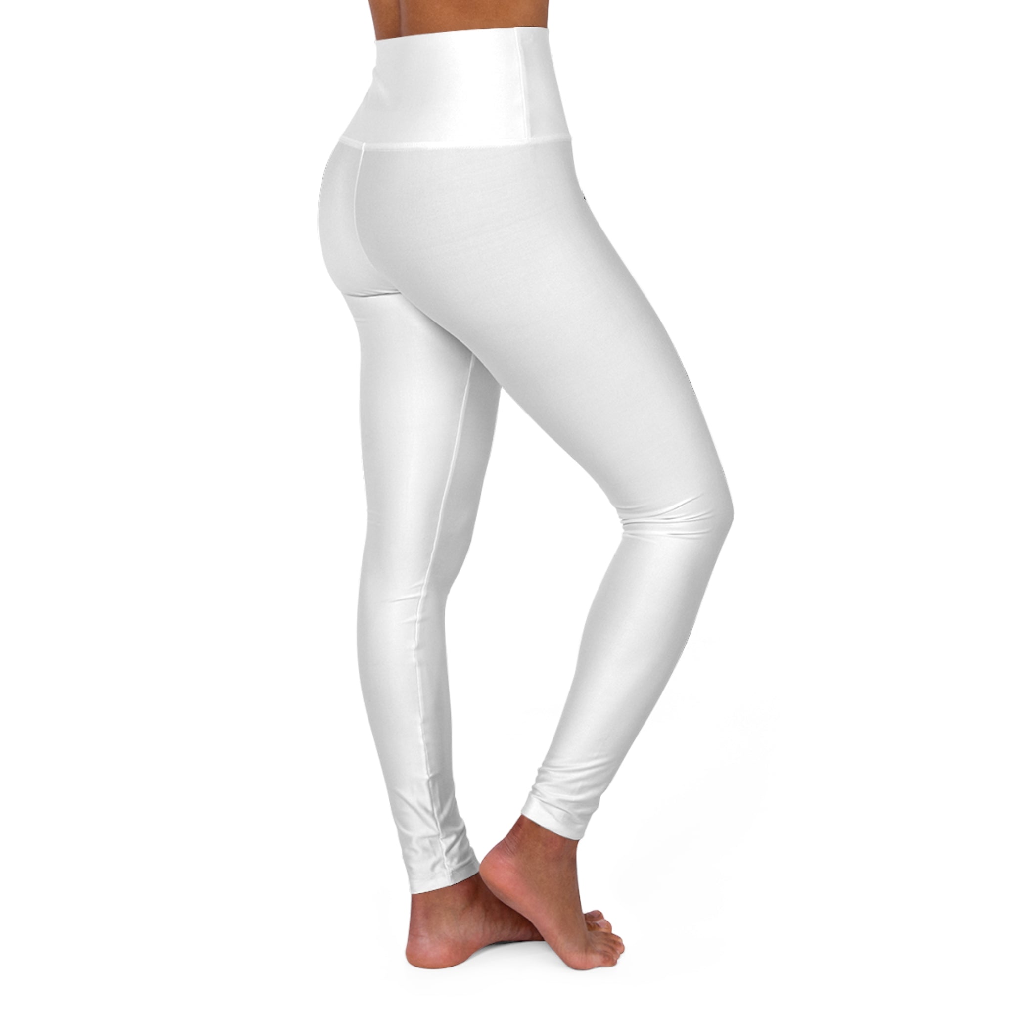 White High-Waist Yoga Leggings with Money Hand Graphic