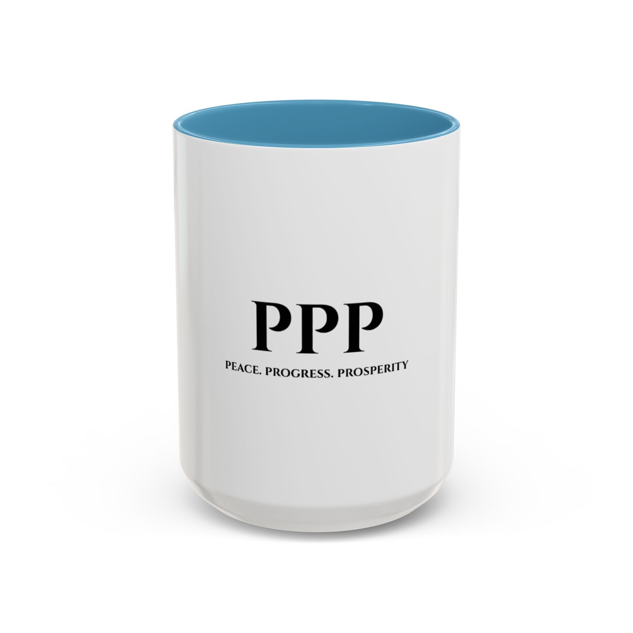 Accent Coffee Mug — "PPP: Peace. Progress. Prosperity." Ceramic 11/15oz