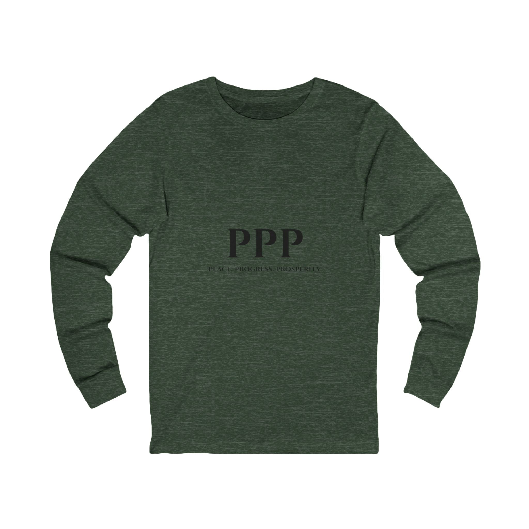 Long Sleeve Tee — 'PPP' Front & 'Stacks' Back Graphic Money Shirt