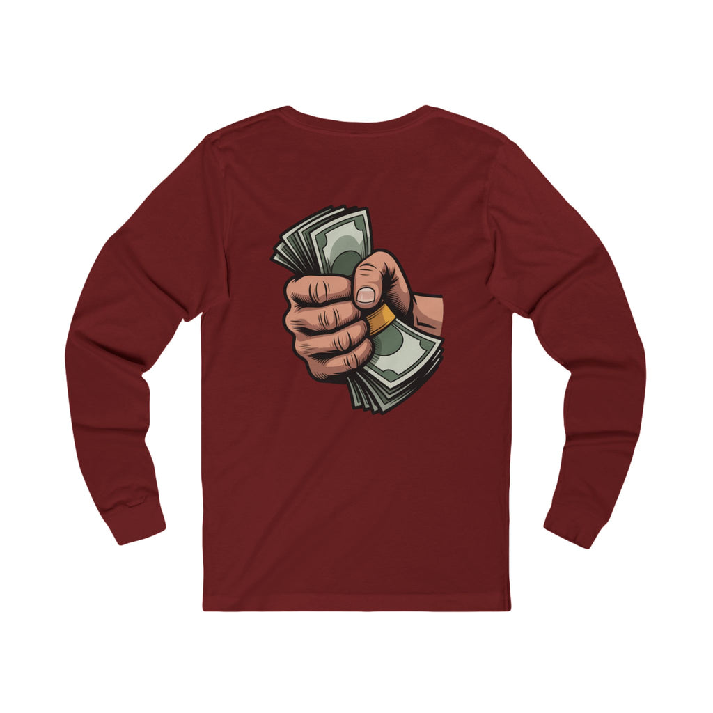 Long Sleeve Tee — 'PPP' Front & 'Stacks' Back Graphic Money Shirt