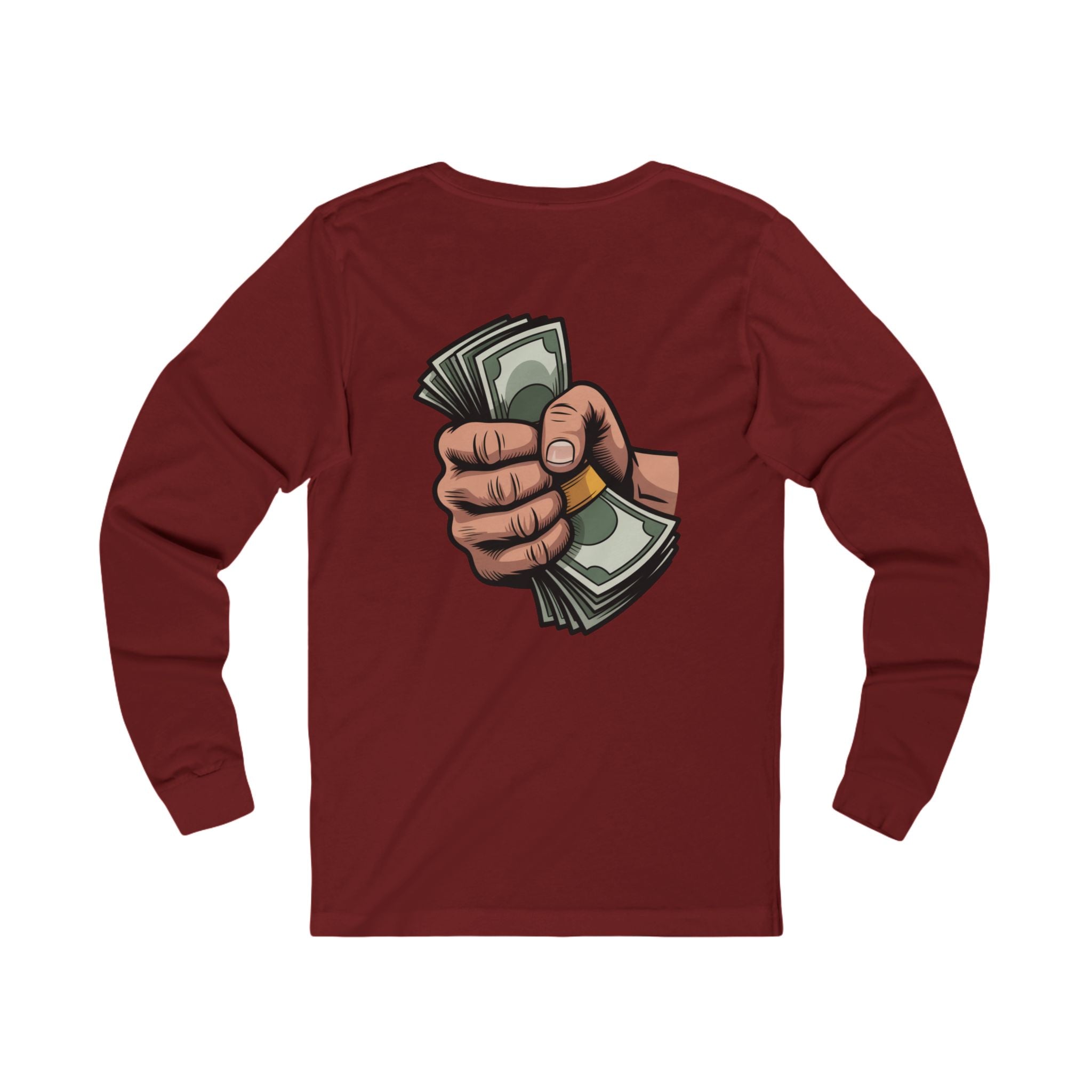 Long Sleeve Tee — 'PPP' Front & 'Stacks' Back Graphic Money Shirt