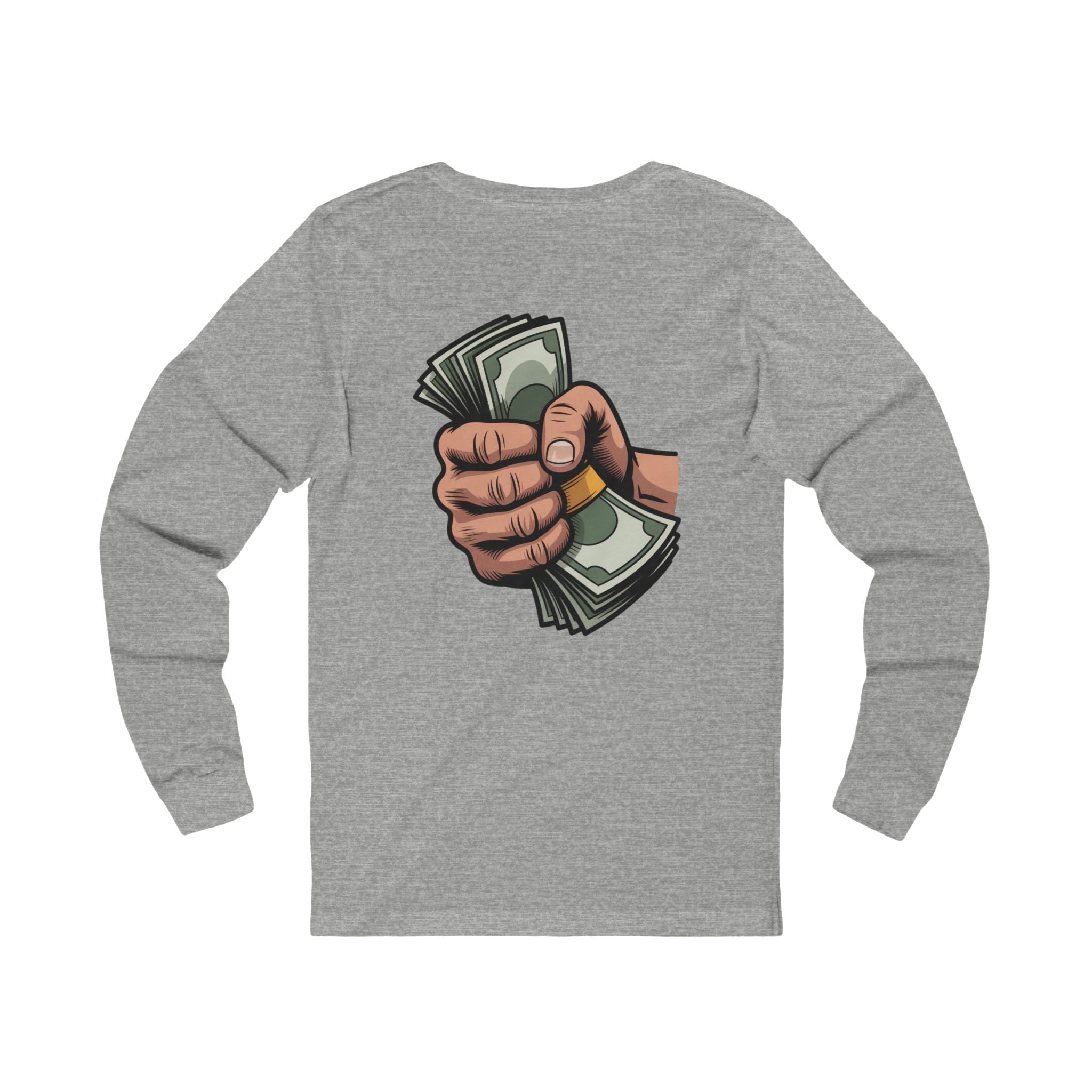 Long Sleeve Tee — 'PPP' Front & 'Stacks' Back Graphic Money Shirt